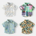 thumbnail image 2 of LYMAYTER Kids Boys Summer Shirts Baby Cotton Short Sleeve Shirts Toddler Print Button Tops for 2-10 Years, 2 of 9