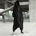thumbnail image 2 of FEIFLY Men's Solid Color Personality Dark Style Full Body Zipper Long Hooded Sweatshirt Jacket Cozy Long Sleeve Outwear, 2 of 7