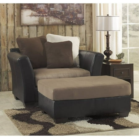 Ashley Masoli Faux Leather Accent Chair And A Half With Ottoman In