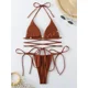 thumbnail image 2 of Conjunto traje baño flores 3D para mujer Traje baño piezas Top con cuello halter, 2 of 5