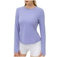 thumbnail image 3 of DDAPJ pyju Rash Guard for Women UPF 50+ Swimsuit Tops UV Sun Protection Long Sleeve Workout Swim Shirt Purple XXL, 3 of 8