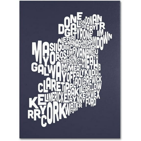 Trademark Art 'SLATE-Ireland Text Map' Canvas Art by Michael Tompsett