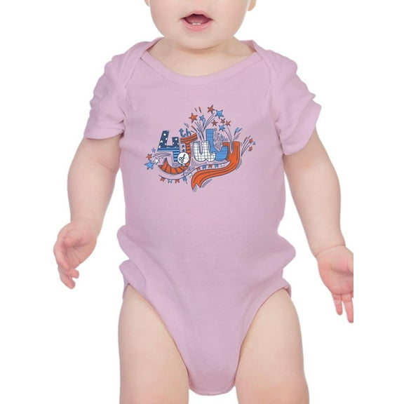 4Th July Hand Drawn Text Bodysuit Infant -Image by Shutterstock, 18 Months
