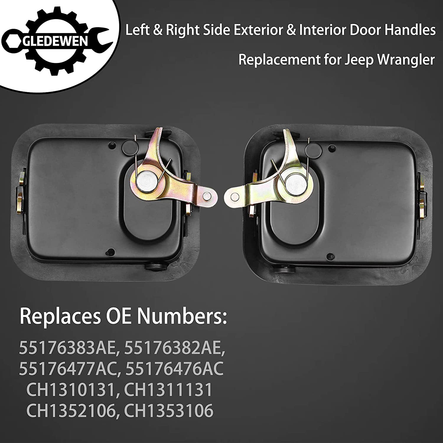 Global fashion Lightning fast delivery 55176382AE Door Handles Exterior &  Interior Left Driver & Right Passenger Side Fit for Jeep 1991-1996 Wrangler  YJ 1997-2004 TJ Replace# 55176383AE 55176477AC 55176476AC discount activity  