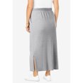 thumbnail image 4 of LWavelet Women Solid Midi Skirt Elastic Drawstring Waist With Pockets Side Split Casual Skirt Light Gray M, 4 of 4