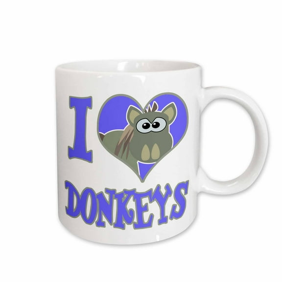 3drose, I Heart Love Donkeys Cartoon, 15oz Mug