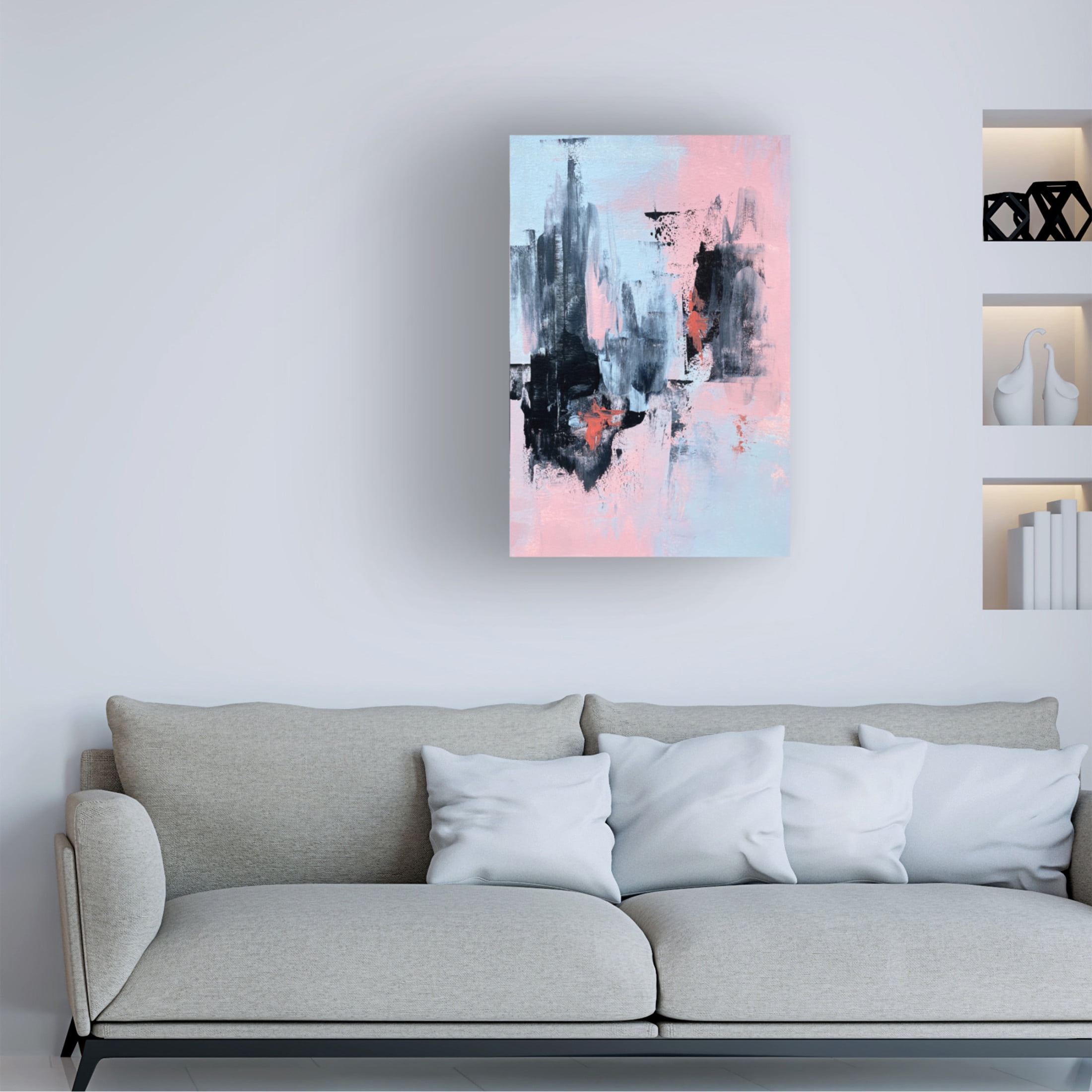 Trademark Fine Art Alyson Storms Pink and Grey Abstract 3 Canvas Wall Art