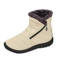 thumbnail image 5 of Rokment Women's Winter Snow Boots Cold Weather Thermal Plush Lined Lightweight Non Slip Zip up Wedge Low Heel Mid Calf Short Booties for Elderly Women Work Walking White Size 7, 5 of 7