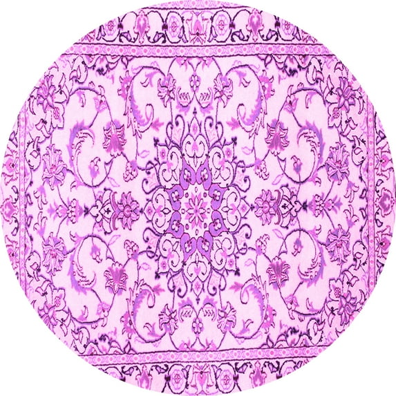 Ahgly Company Indoor Round Medallion Pink Traditional Area Rugs, 3' Round