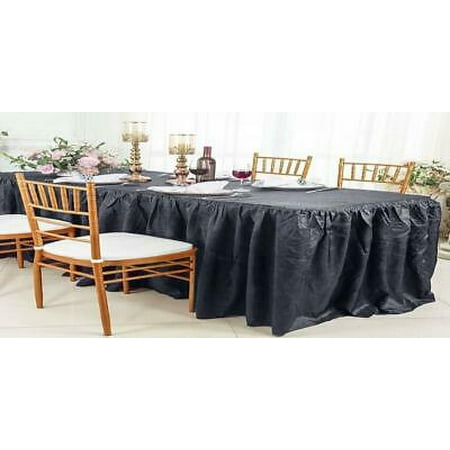 

1PK 8 Rectangular Ruffled Fitted Crushed Taffeta Tablecloth With Skirt - Pewter 63560 (1pc/pk)