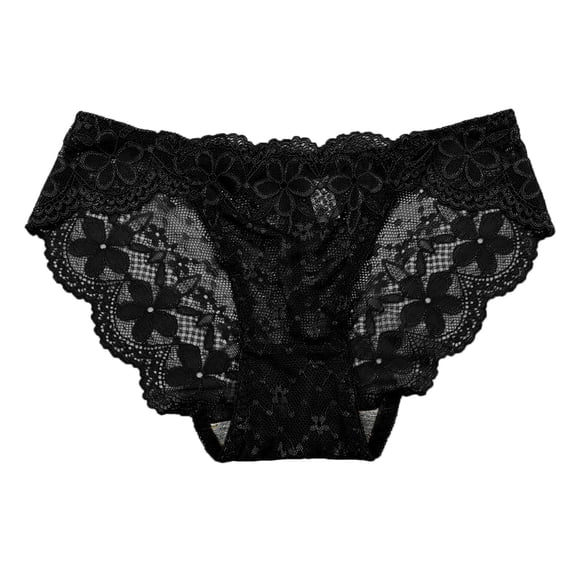 Panties for Women,Elegant Lace Detail Bikini Underwear for Women Comfortable and Panties,Womens Underwear,Black,One Size