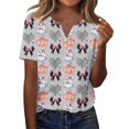 thumbnail image 2 of Halloween Tshirts for Women Short Sleeve Henley Neck Womens Tops Halloween Graphic T Shirts Costume, 2 of 5