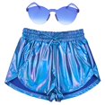 thumbnail image 1 of Shorts Perfashion Metálicos Azules Alien Delfín estilo Disco años 80, 1 of 7