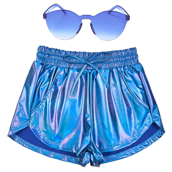 Shorts Perfashion Metálicos Azules Alien Delfín estilo Disco años 80