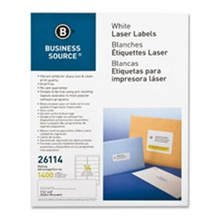 Business Source  Mailing Labels, Laser, 1.33 in. x 4 in., 3500-PK, White