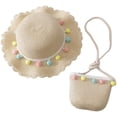 thumbnail image 1 of 1 juego de sombrero de paja de verano, sombreros de playa de verano, gorras de playa para niños, kits de té para niños, atuendo de playa para niños, pajita para niños, 1 of 5