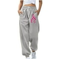 thumbnail image 3 of CFLVAEK Breast Cancer Awareness Sweatpants for Women Casual Drawstring High Waist Gift Pants for Breast Cancer Survivor Comfy Cinch Bottom Baggy Sweat Pant Gray S, 3 of 5