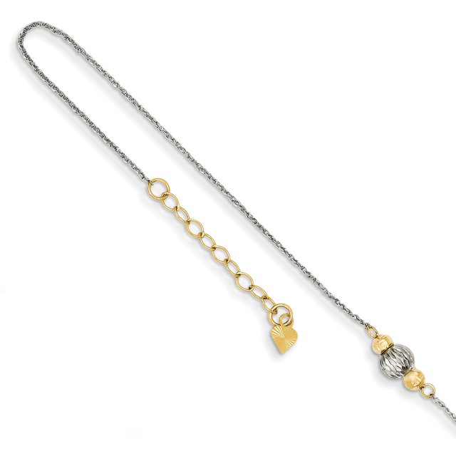 Perle en Or Blanc 14K Coupée en Diamant avec Cheville Ext 1 Po