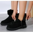 thumbnail image 3 of Women's Black Suede Ankle Boots with Faux Fur Cuff - Warm & Stylish Winter, 3 of 15
