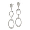 thumbnail image 2 of Sterling Silver Polished Textured Circle & Oval Dangle Post Earrings, 2 of 3