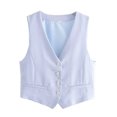 thumbnail image 3 of Chaleco Chaleco básico con cuello en V Estilo casual Traje de trabajo de oficina simple para mujer (Azul L) Kuymtek Azul T L para Mujer, 3 of 8