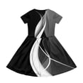 thumbnail image 4 of CCRFTGI Dresses for Kids Girls Size 8 Basic Short Sleeve Summer A Line Swing Skater Dress Funny Color block Dresses Party Girls Fashion Black 9-10 Years, 4 of 5