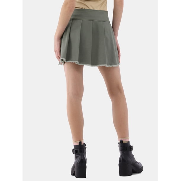 No Boundaries Pleated Belt Mini Skirt, Women's Walmart Business