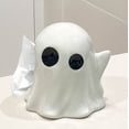 thumbnail image 2 of Fiudx Caja de Pañuelos de Cerámica, Diseño de Fantasma, Decoración Artística de Escritorio, Almacenamiento para Sala de Estar, Decoración de Halloween o Navidad, Color Blanco o Café, Tamaño 16,8 X 16, 2 of 7