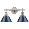thumbnail image 2 of Beaumont Lane 2 Light Steel Vanity Light in Pewter and Navy Blue, 2 of 2