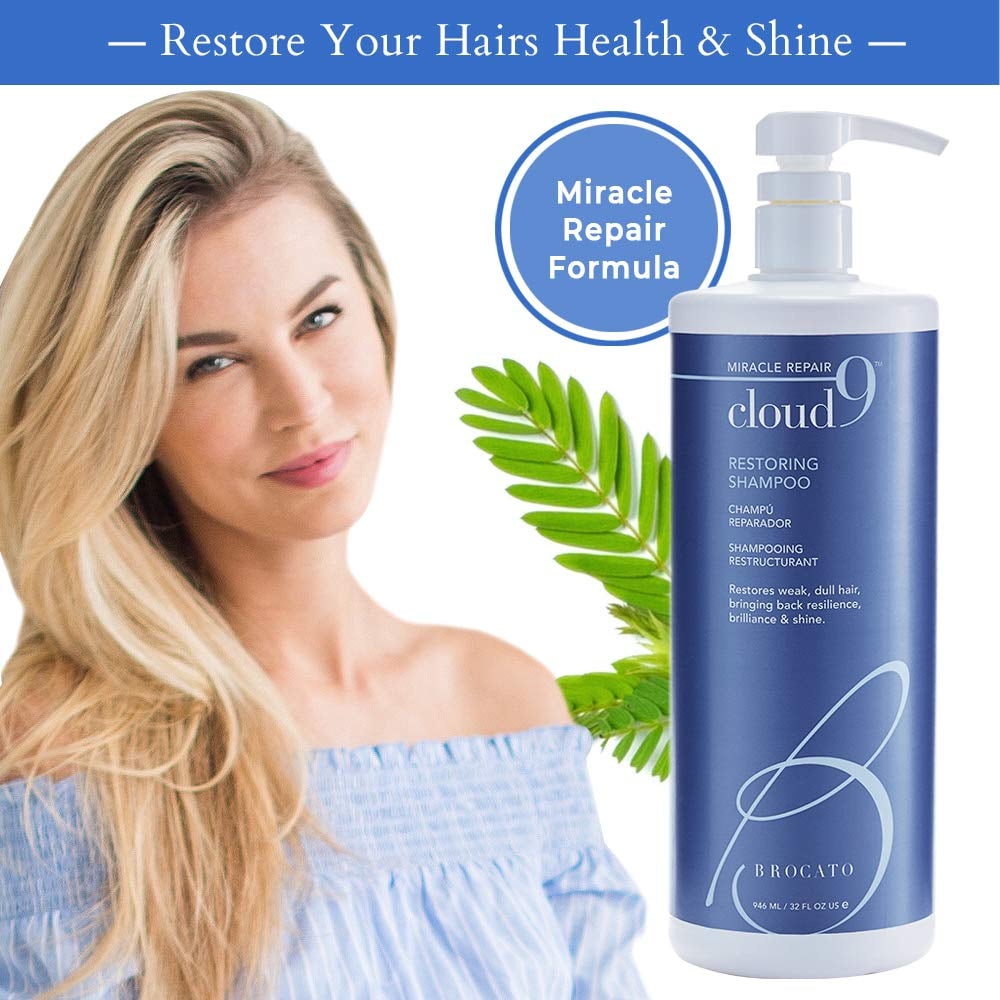 Brocato Cloud 9 Daily Restoring Shampoo, 32 Fl Oz | Miracle Repair, Moisturizing, Hydrate, & Revitalizing Shampoo | For Weak, Dull, Dry, & Damaged Hair | Restore Resilience, Health & Shine