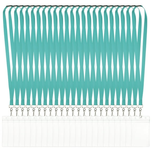 Uxcell 24Pack Colored Lanyards for ID Badges, Breakaway Lanyards for Keys, Mint Green