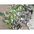 thumbnail image 4 of Antique Floral Green Blue Crystal Rhinestone Yellow Flower Garden Bracelet Bangle Cuff, 4 of 7