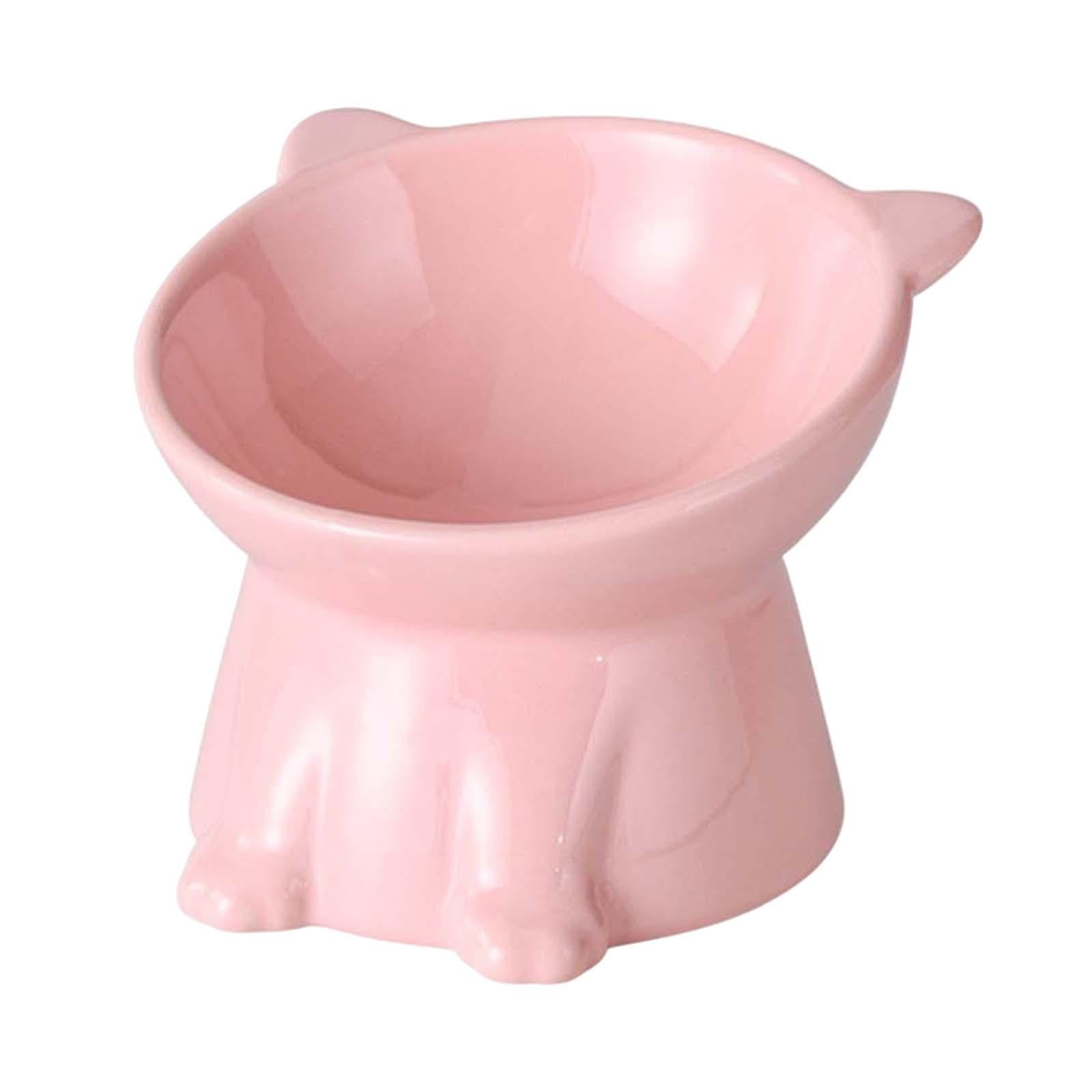 Raised Cat Food Bowl Pet Food Bowl Neck Protection Water Dispenser Dog Bowl Elevated Cat Food Bowl Tilted Elevated Cat Bowl for Indoor Cats pink