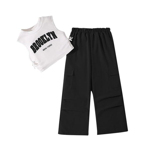 RXIRUCGD 2025 Vêtements d'Été pour Enfants Mode Ensemble Deux Pièces Manches Courtes Col Rond Pantalon Décontracté