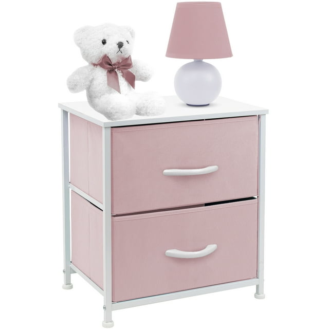 Sorbus 2 Drawers Nightstand Chest End-Table - Pink