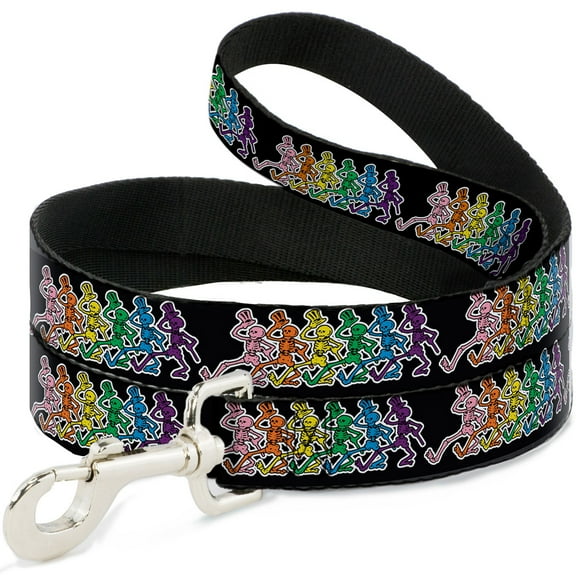 Grateful Dead Pet Leash, Dog Leash, Dancing Skeletons Black Multi Color, 4 Feet Long 1.0 Inch Wide