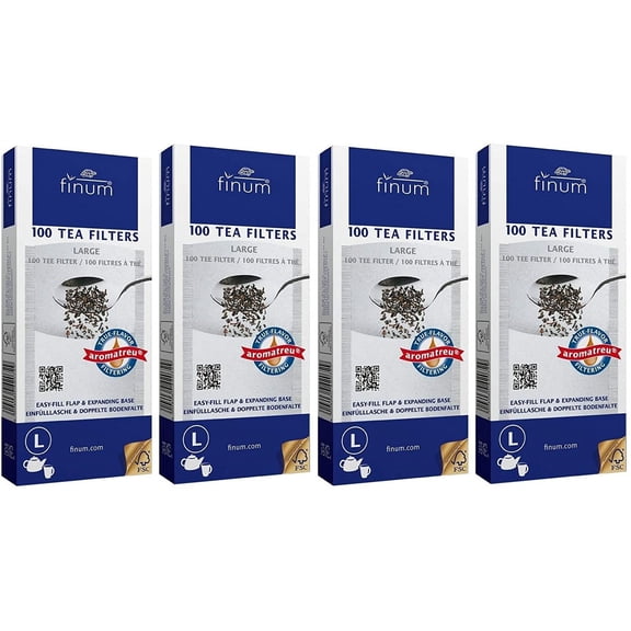 Pack of 4 Finum Large Disposable 100 Count Tea Filter Bags