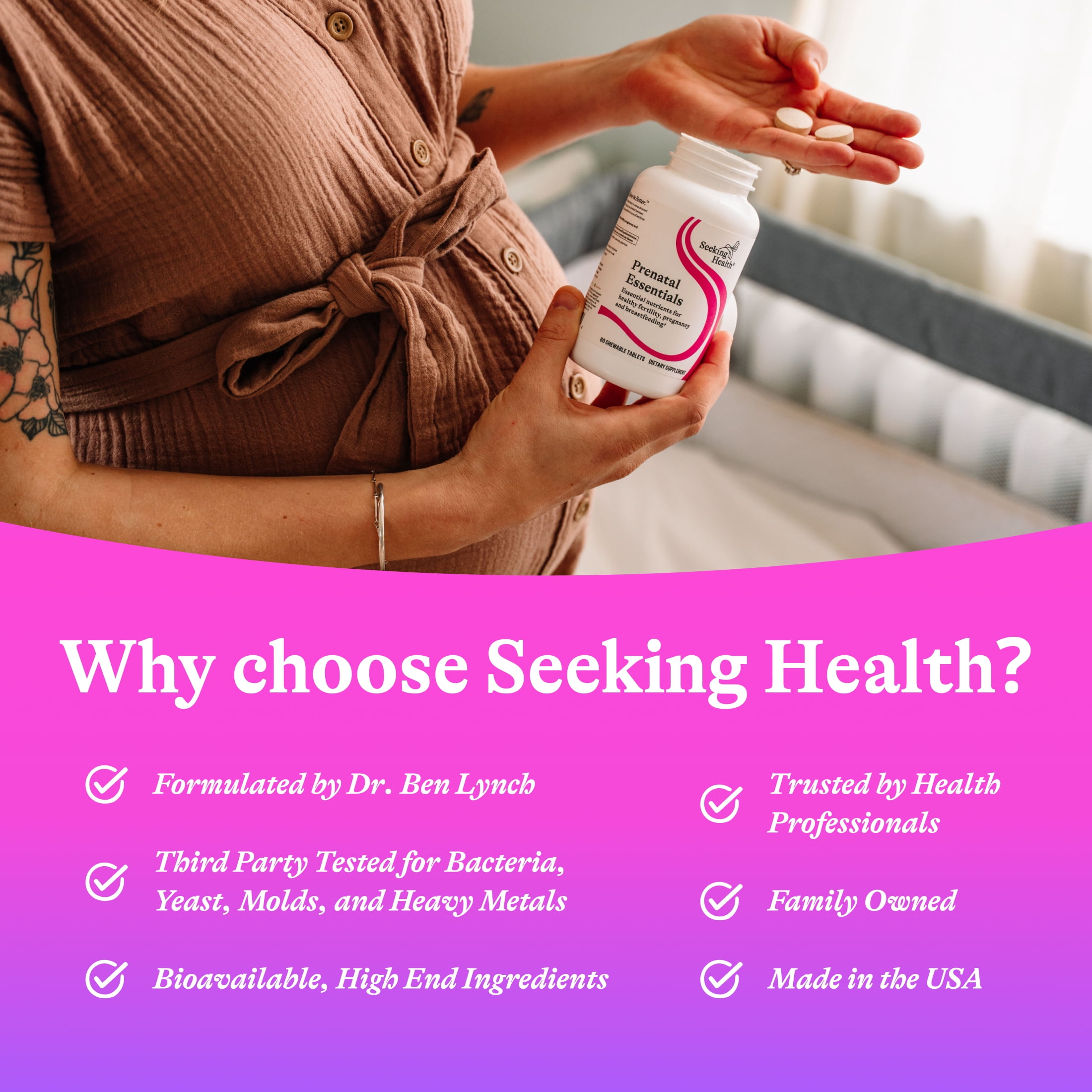 Seeking Health Prenatal Essentials Chewable with Milk Thistle, TMG, and CoQ10, 60 Chewable Tablets