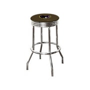 The Furniture King Bar Stool 24" Tall Backless Chrome Metal Stool Featuring Your Favorite Football Team Logo on a Colored Vinyl Swivel Seat Cushion Ravens Face on Brown