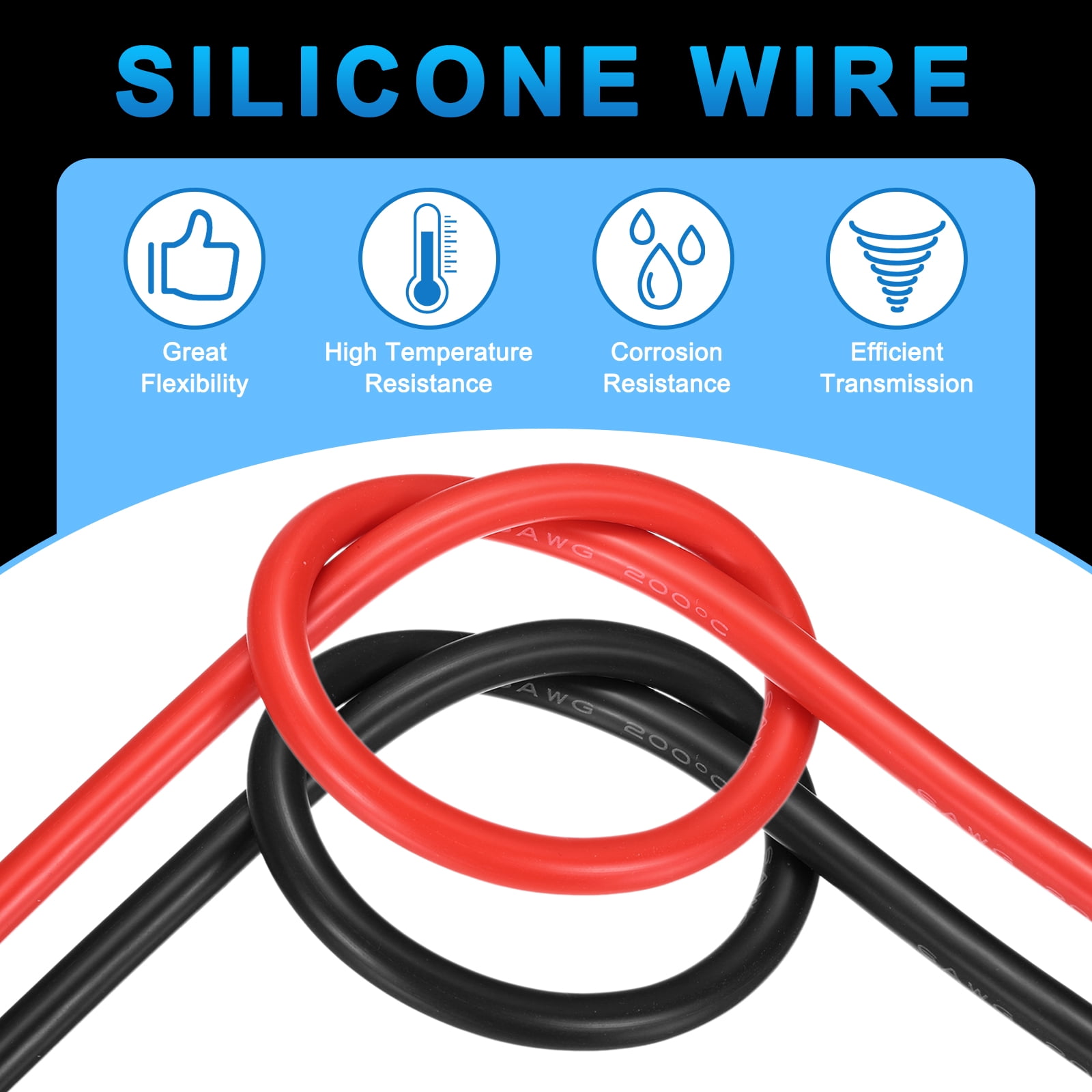 Uxcell 2pcs 14 AWG Silicone Electrical Wire Spool, 14 Gauge 4.6m/15ft Electrical Wires, 600V 200C Tinned Copper Stranded High Temp Battery Wire for Automotive, RV Inverter - Red & Black