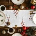 thumbnail image 3 of Table Runner 90 Inch Long - Gnome Reindeer Xmas Ball BirdDecorative Table Scarf,Winter Berry Pine Tree on GrayDining Table Runners for Wedding Party Kitchen Dining Tables, 3 of 9