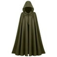 thumbnail image 3 of SEAOPEN Cloak with Hood Women Renaissance Hooded Medieval Cloak Witch Robe Halloween Costume Open Front Witch Wizard Cape Army Green,Free Size, 3 of 7