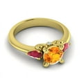 thumbnail image 3 of 2.50 Carat Round Cut Citrine & Red Ruby Gemstone Fany Three Stone Engagement Ring for Girls Solid 14K Yellow Gold Size 9 by Diamond-Capitals, 3 of 8