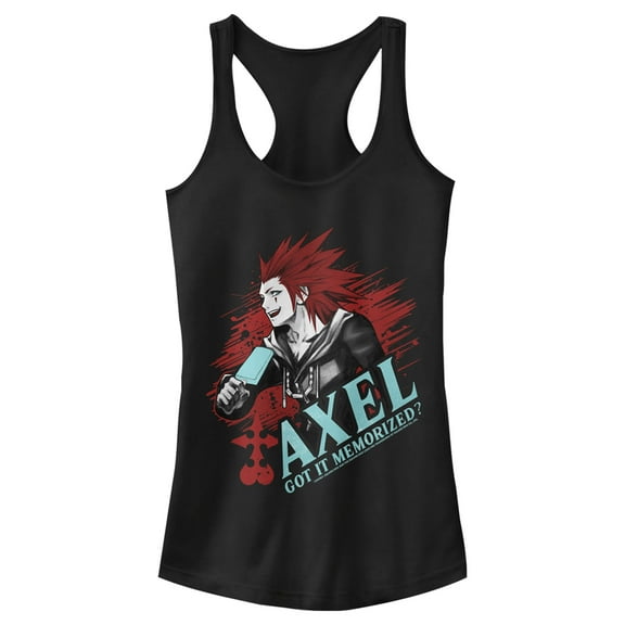 Junior's Kingdom Hearts Chain of Memories Axel, Got It Memorized Racerback Tank Top Black Medium