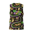 thumbnail image 3 of Easygdp Mardi Gras3 Men's Mesh Basketball Jersey Quick Drying Sleeveless Shirts Fitted Muscle Tank Tops Sport Round Neck T-Shirt - Large, 3 of 9