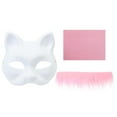 thumbnail image 2 of Tnobhg Cat Masque DIY Set White Paper Cat Masque with Eye Mesh Faux Fur Unfinished Cat Masque for Kids Adults DIY Painting, 2 of 8