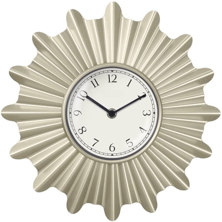12 Mid Century Modern Wall Clock Metal Starburst Decorative For Living Room Kitchen Decor Silent Non Ticking Morning Color