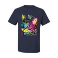 thumbnail image 2 of Wild Bobby Dean Russo Cat Wearing a Crown Thinking Cat Crowned Cat Lover Men Graphic Tee, Navy, Large, 2 of 5