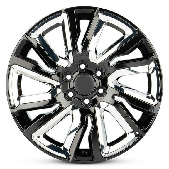 Part Synergy Replacement for Wheel For 1999-2022 Chevrolet Silverado 1500 22 Inch Aluminum Black With Chrome Inserts Rim