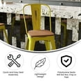 thumbnail image 6 of Flash Furniture Carly Commercial Grade 24" High Yellow Metal Indoor-Outdoor Counter Height Stool with Back with Teak Poly Resin Wood Seat, 6 of 13